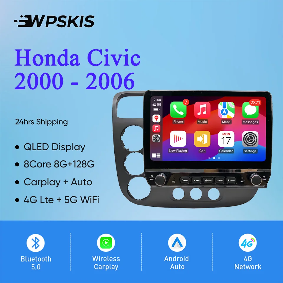Radio de coche para Honda Civic 2000 2002 2004 2006 Auto Radio Video música reproductor Multimedia unidad principal grabadora de cinta Gps Navi RDS DSP