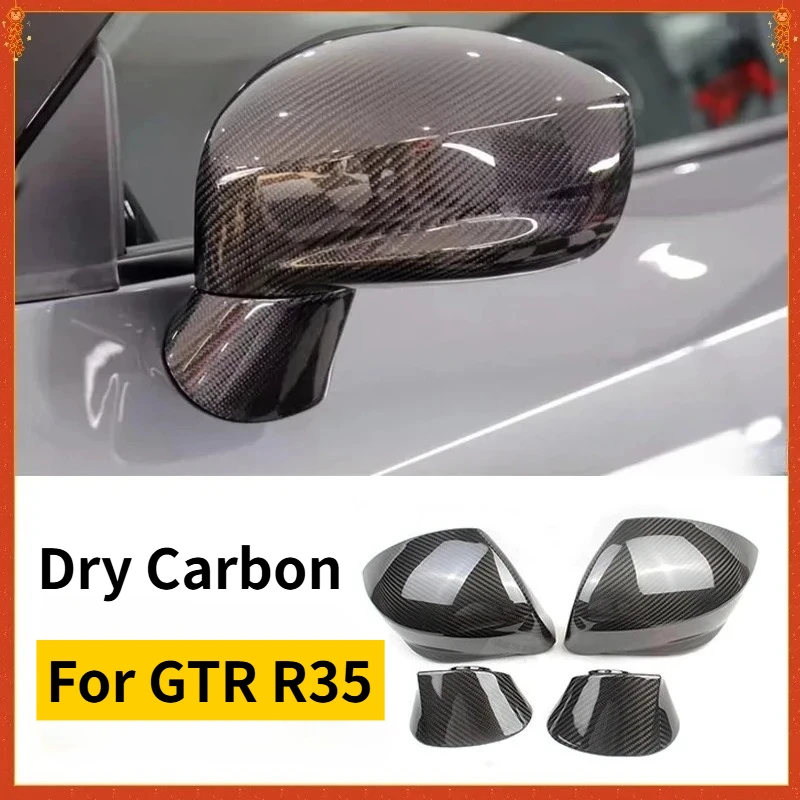 

For Nissan GTR R35 Real Dry Carbon Fiber Retrofit Replacement Rearview Mirror Case Body Kit Exterior Modification Accessories