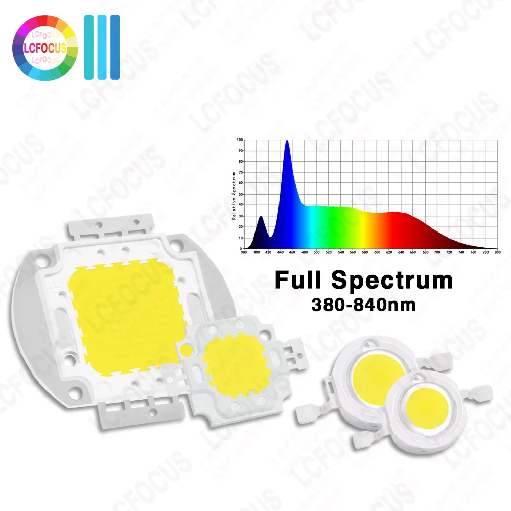 

1Вт 3Вт 5Вт 10Вт 20Вт 30Вт 50Вт 100Вт светодиодные бусины для выращивания чип COB полный спектр 380-840нм для комнатных овощей растений аквариума роста