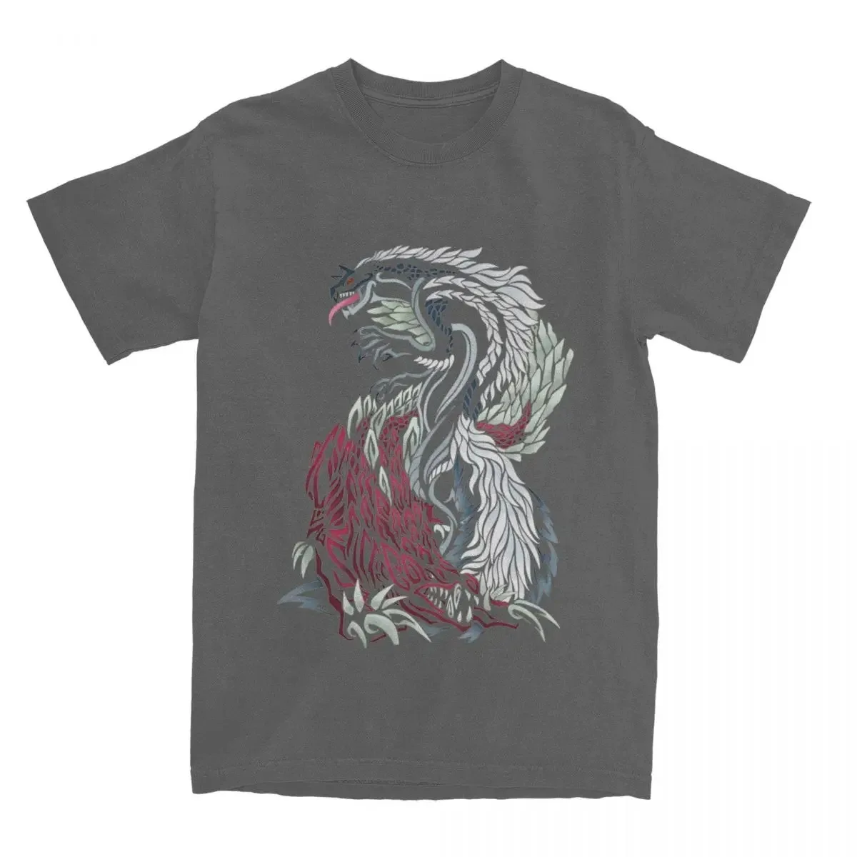 Trend Print Short Sleeve Monster Hunter Tobi Kadachi and Odogaron T-shirt Men\'s Crew Neck Short Sleeve Top Cotton Summer Top