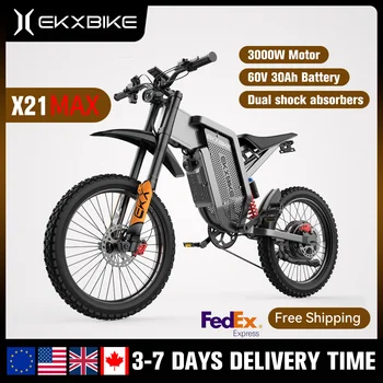 Image EKX X21 Max Electric Motorcycles 3000W Brushless Gearless Motors 60V30AH Lithium Battery Speed 85Kmh Adult Off Road Ebike