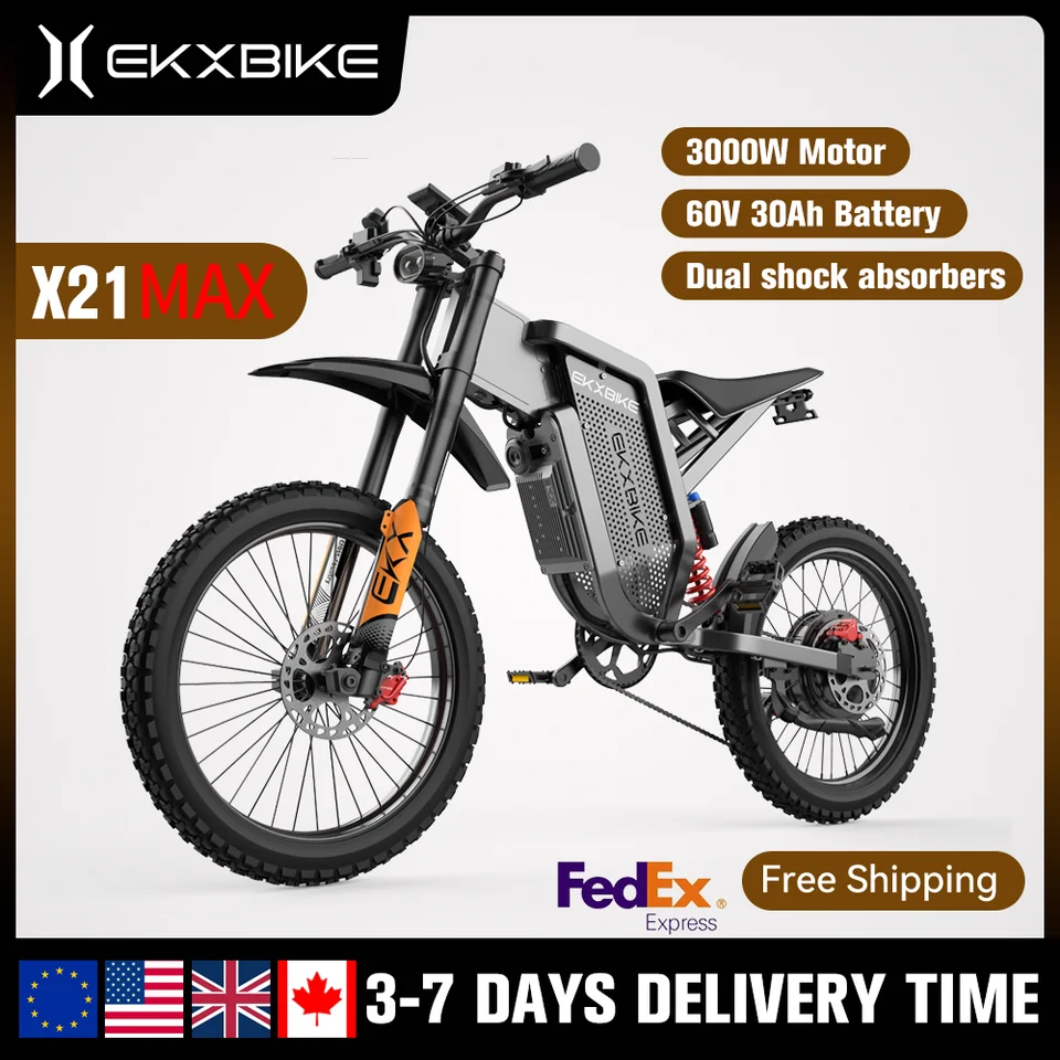 EKX X21 Max Electric Motorcycles 3000W Brushless Gearless Motors 60V30AH Lithium Battery Speed 85Kmh Adult Off Road Ebike image 2