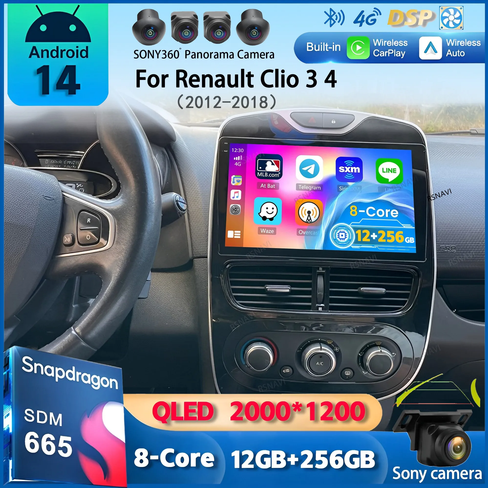 

Android 14 Carplay авто экран автомобильный радиоприемник мультимедийный плеер для Renault Clio 3 4 2012-2015 2016-2018 авторадио стерео головное устройство