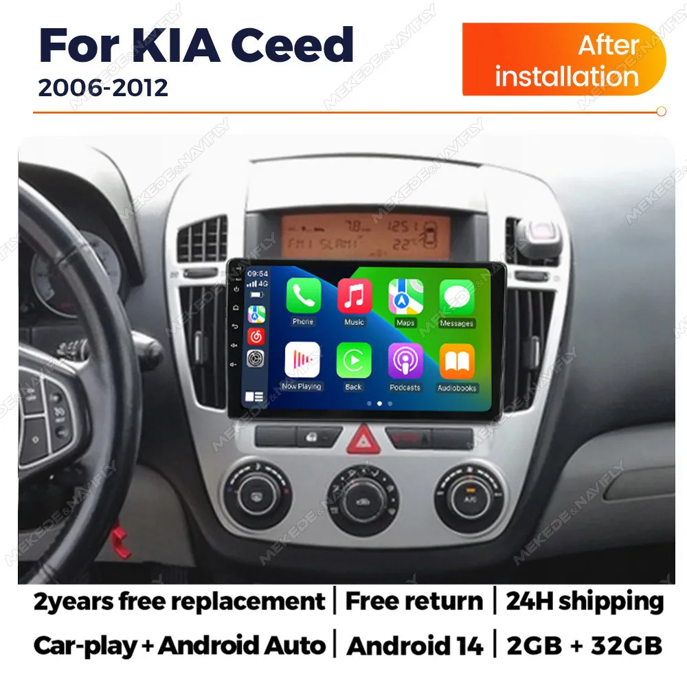 MEKEDE&NAVIFLY Android 14 Für Kia Ceed ED 2006-2012 Auto Stereo DSP Player 2 Din Autoradio Carplay Host einheit Android touch screen intelligente systeme für autos autoradio carplay apple carplay