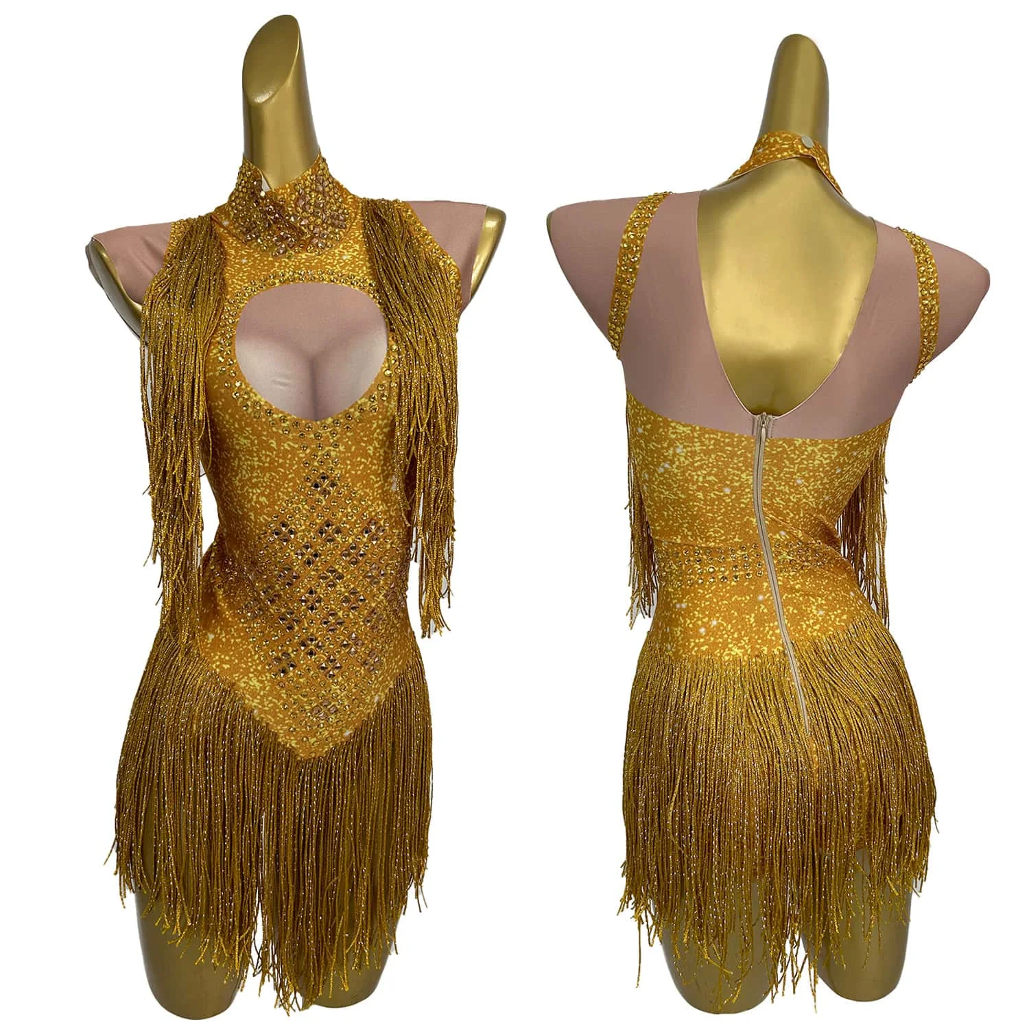 

Gold Sequins Fringes Bodysuit Women Sexy Stage Performance Dance Costume Nightclub Bar Leotard Celebrate Outfit Fangkuai