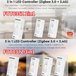MiBOXER DC12-24V FUT035Z+ 2In1/ FUT037Z+ 3In1 Zigbee3.0 Dual White Single Color RGB RGBW RGB+CCT LED Strip Light TUYA Contoller
