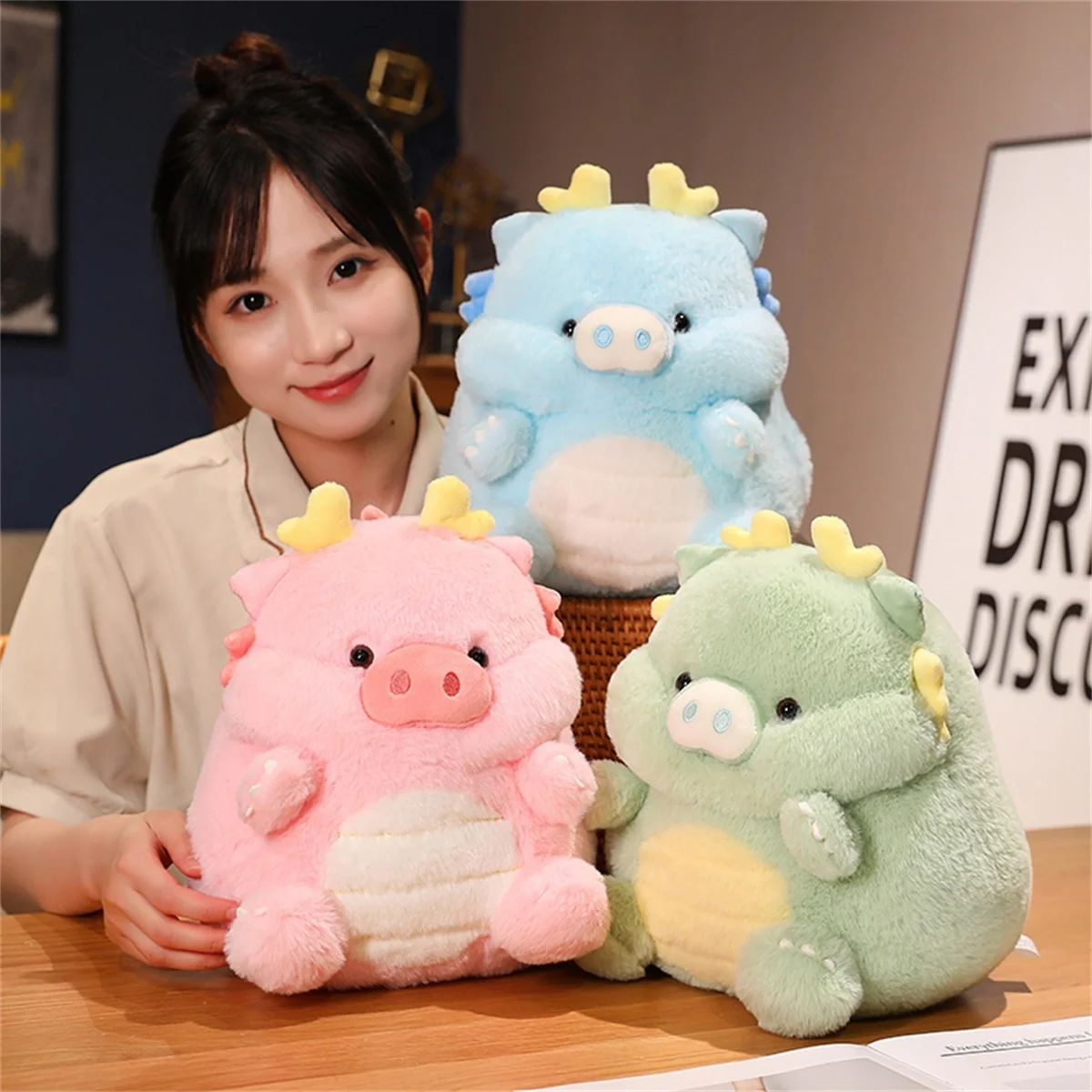 30cm/11.81in Cute Dinosaur Pig Plush Toy Adorable Stuffed Animal Soft Toy Plush Doll For Boys And Girls Christmas Halloween Gift