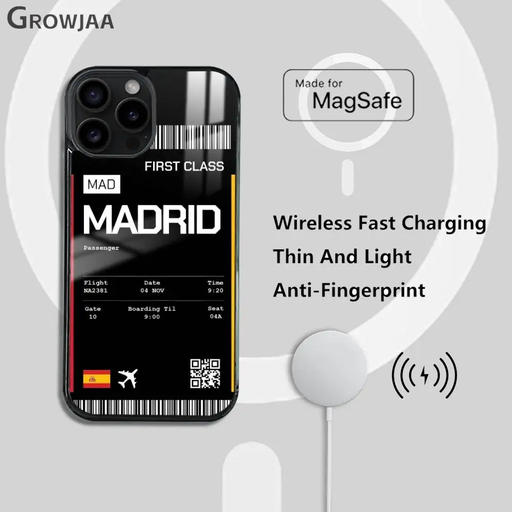 اسبانيا طائرة السفر تذكرة جراب هاتف المغناطيسي آيفون 16 15 14 13 12 11 برو ماكس زائد Mini Magsafe غطاء شحن لاسلكي #4