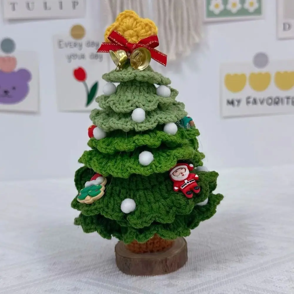 Handmade Crochet Christmas Tree Decor Mini Knitted Flower Plants Pine Christmas Tree Potted Finished Creativity