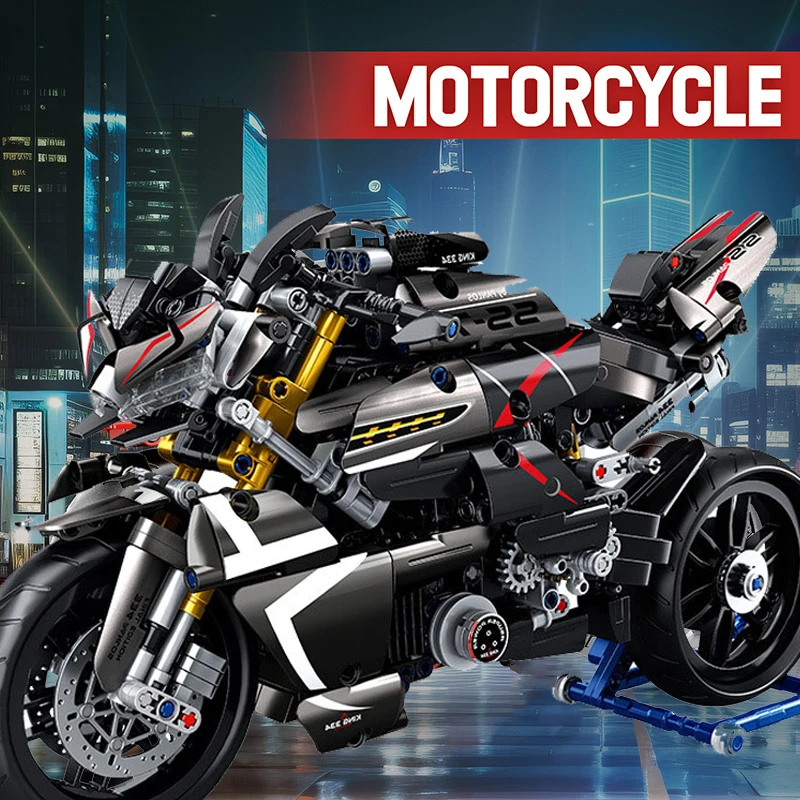 التقنية اليابان دراجة نارية 1:8 مقياس GSX1300R B-King بنة موتور نموذج سيارة مجموعات الطوب دراجة نارية لعبة جمع