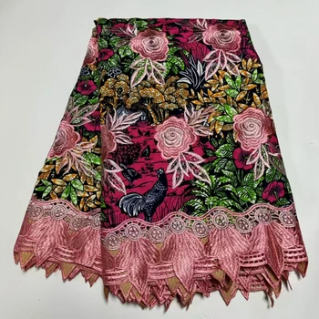 6 jardów 2024 najnowsza wysokiej jakości popularna delikatna haftowana holandardowa koronka woskowa z kamieniami tkanina na wieczorową suknię wieczorową NN5628_Z