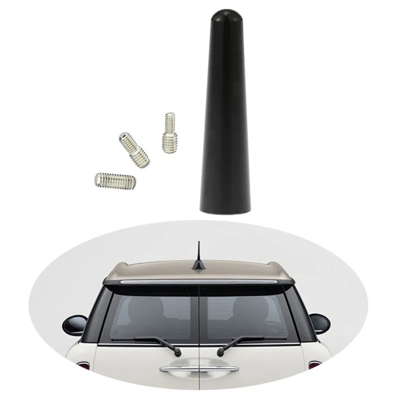 50 PCS Universal Mini Short Car Antenna With M4 M5 M6 Threaded Adapter Strong Radio Roof Mount FM AM 6.5cm Length Black For Auto
