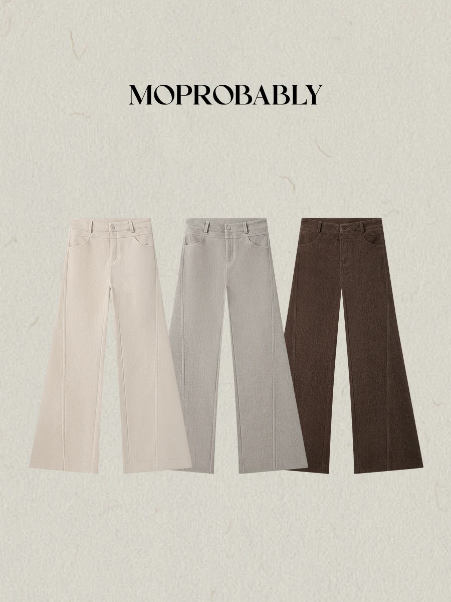 

Faionable Casual Pants by Li Ynuo Micro Flared Commute Slim Long Pants Polyester Fiber l Waist Button Closure Straigh...