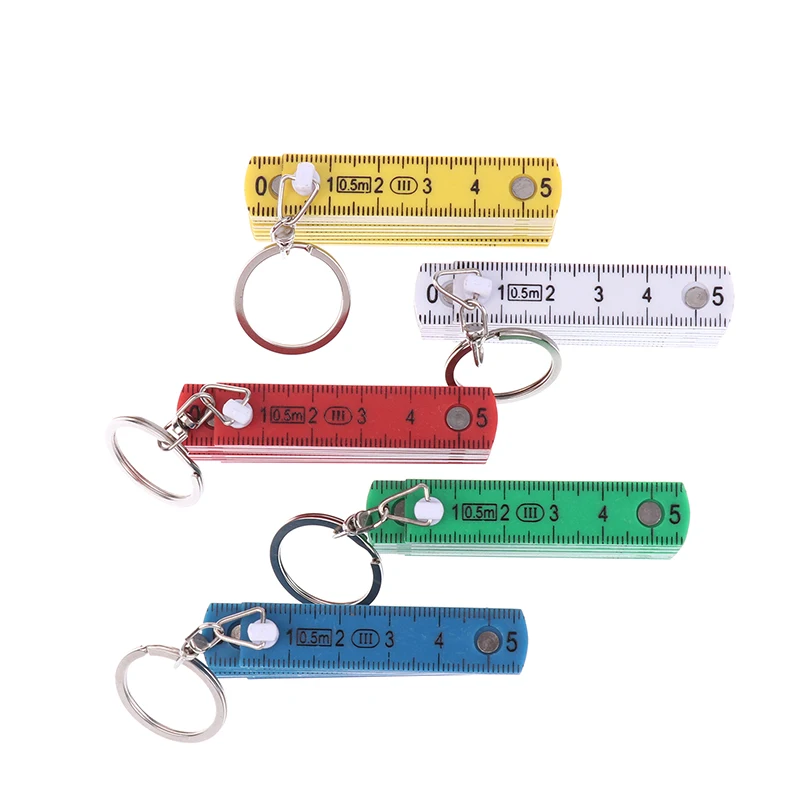 1Pc 0.5 Meter 10 Fold Keychain Plastic High Precision Folding Ruler Can Be Stored For Travel Woodworking Bricklaying Home DIY