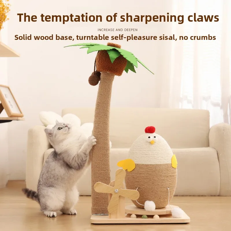 

Furniture Cats Toys Scratcher Cat Tree Vertical Cat Scratching Post Solid Wood Turntable Small Cat Climbing Frame Accessories