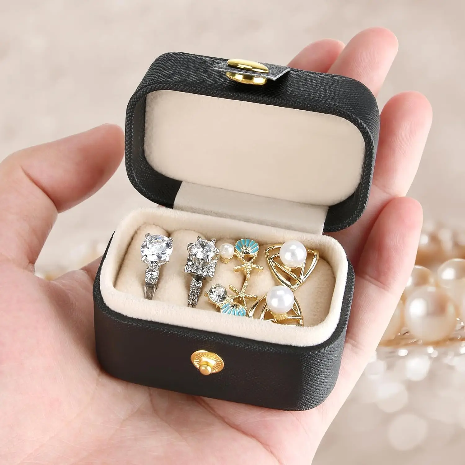 Small Travel Jewelry Box For Ring Stud Earring, Mini Jewelry Ring Holder for Multiple Rings, Portable Jewelry  Organizer Case (B