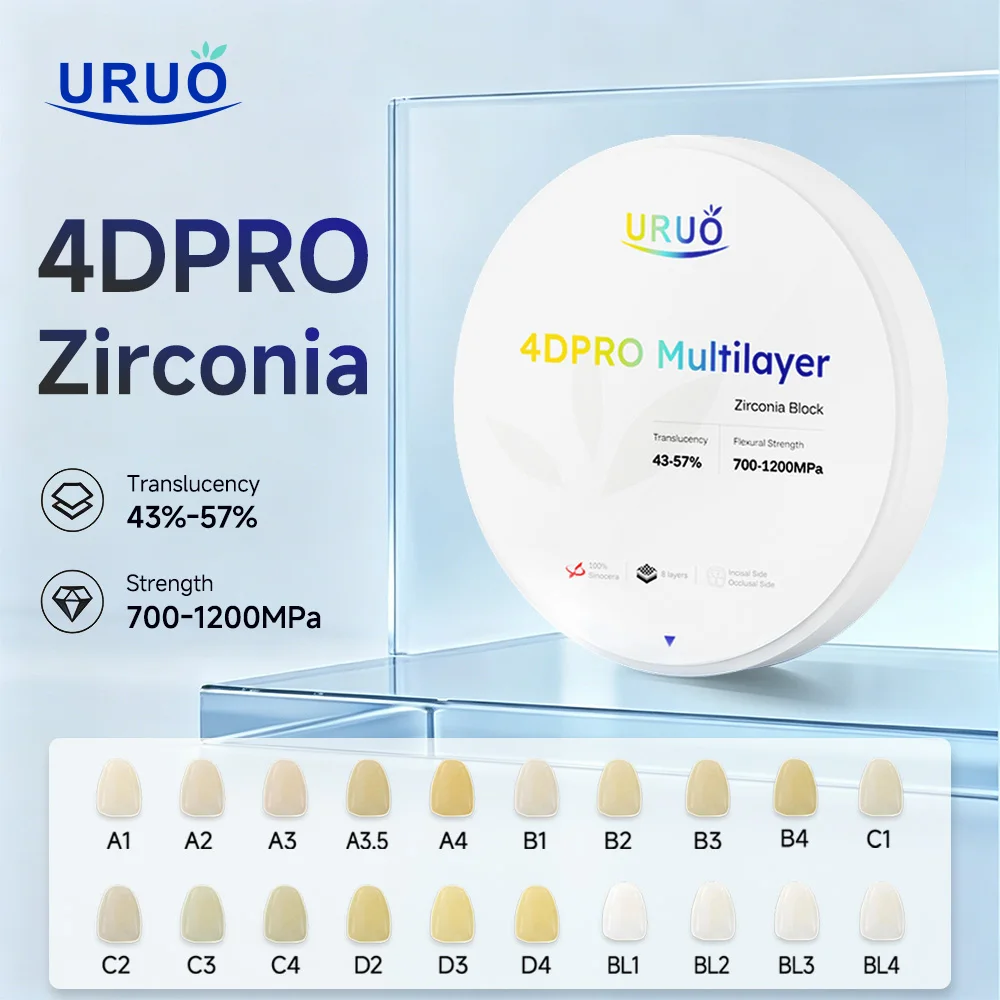 4D PRO Multilayer Zirconia Dental Lab Zirconia Multilayer Block Disc For CAD CAM Vita 16 Colors 98mm Dental Dentistry Material