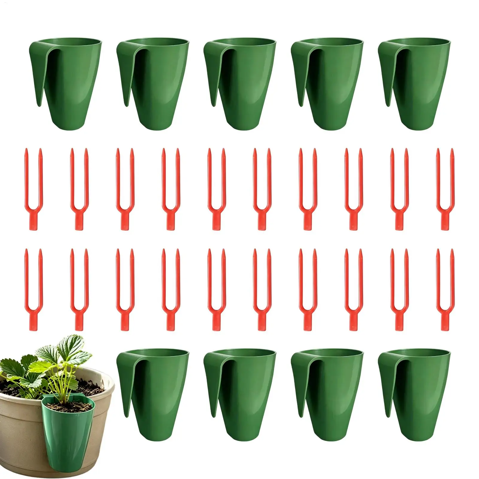 10PCS Strawberry Propagation Cups with 20 Runner Clips Breathable Reusable Rooting Planter for Garden Balcony Patio Greenhouse
