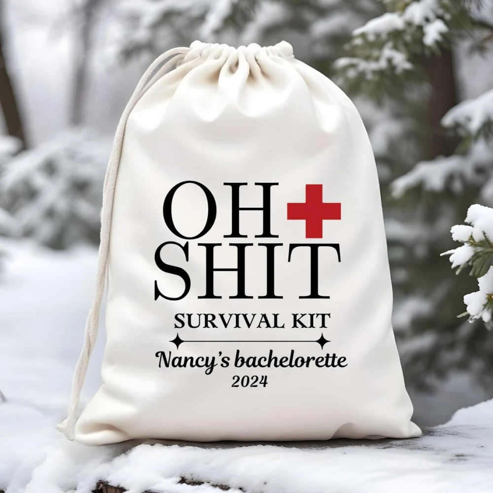 Oh Ship Survival Kit Favor Bags-Red Plus Party Bags-Personalized Name Bag-Wedding Hangover Bags-Wedding Bach Party Supply Gifts