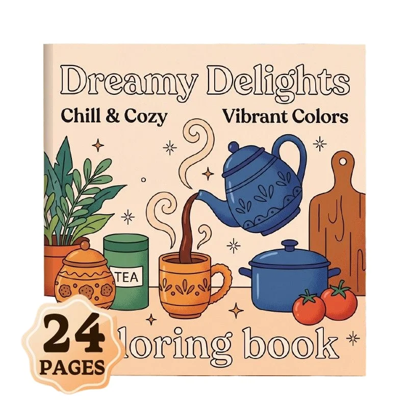 24 Pages Kids Coloring Book Extra Thick DIY Handmade Doodle Activity Book for Kindergarten Beginners