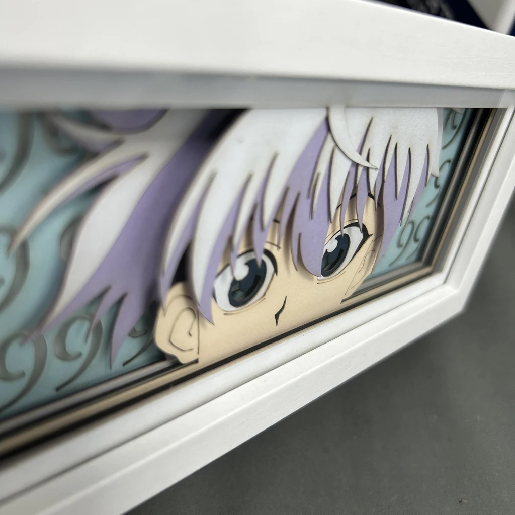 Boîte à lumière Hunter X Hunter Killua, figurines d'anime, décoration de chambre à coucher, lampe en papier carrée Manga pour chambre d'enfant, Hxh, visage et yeux