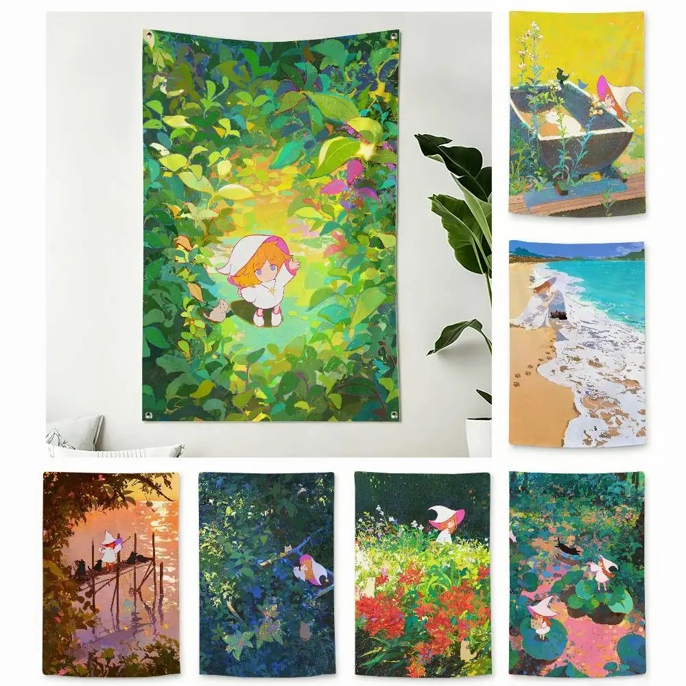 Cute Mengxuan Li ART Home Decor Wall Hanging Vertical Flags Indoor Outdoor