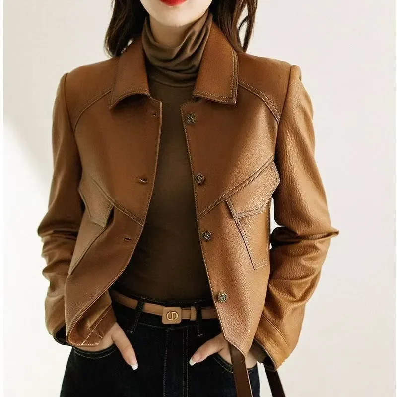 

2025 New Leather Jacket for Women Short Autumn Leather for Women Fashion