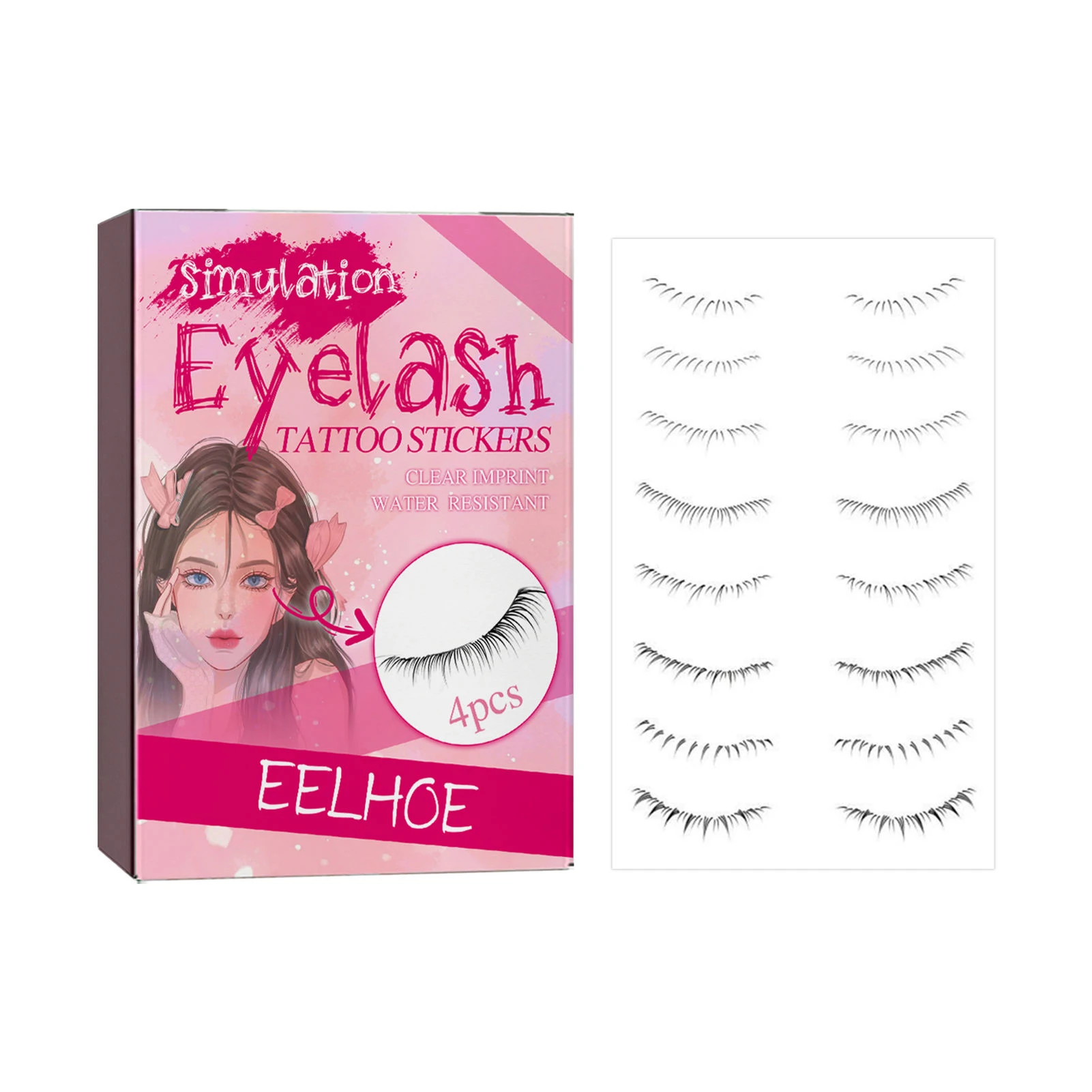 Fake Eyelashes Tattoo Stickers Waterproof Eye Makeup Tattoo Stickers for Different Outfits and Cosmetics