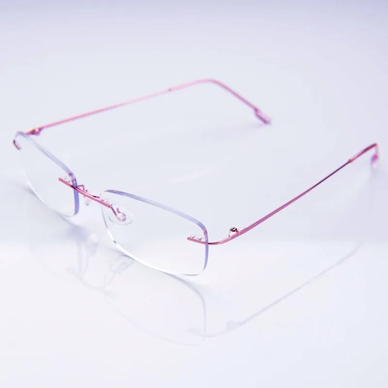 Neue Retro Rahmenlose Geschäfts-Lesebrille Herren Eckiger Rahmen Anti-Blaulicht-Brille für Ältere Menschen +3,5