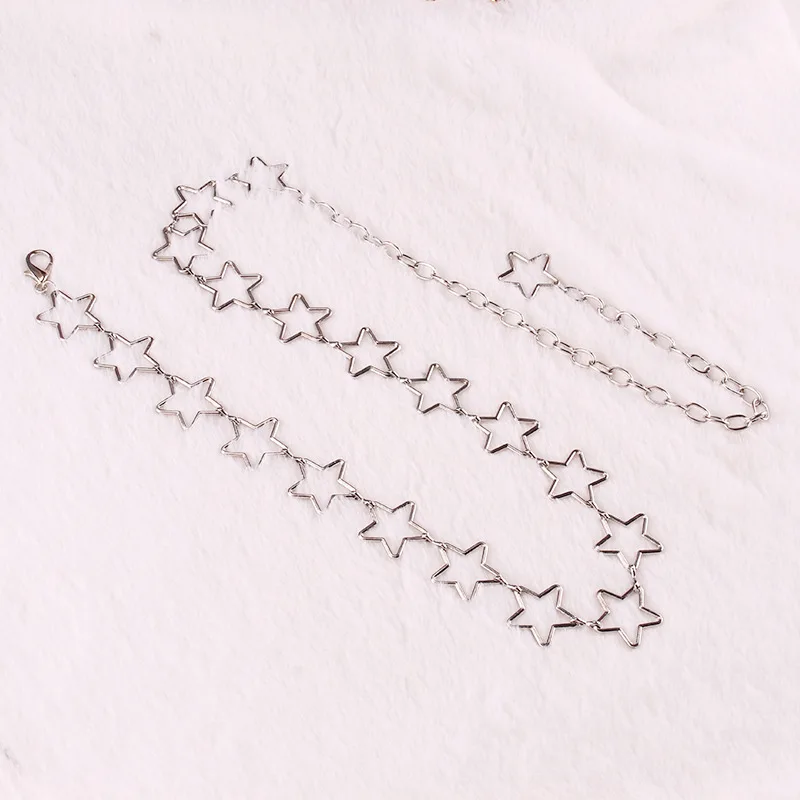 سلسلة جسم مزخرفة على شكل نجمة السماء للسيدات الأوروبية والأمريكية بسيطة ومتعددة الاستخدامات مع سلسلة خصر عصرية من الجينز