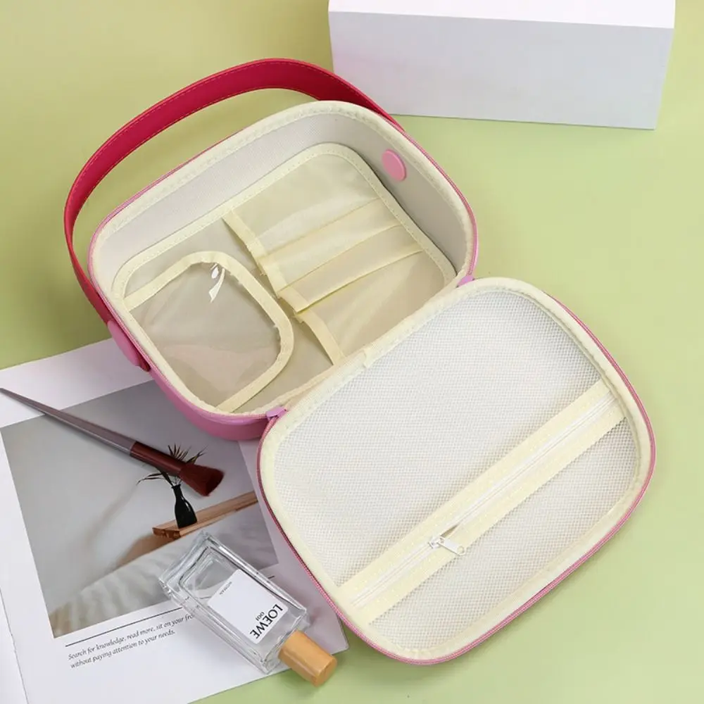 

Makeup Case Waterproof PU Cosmetic Bag Candy Color Square Portable Tote Bag Zipper Multi-Functional Make Up Pouch Bag Bathroom