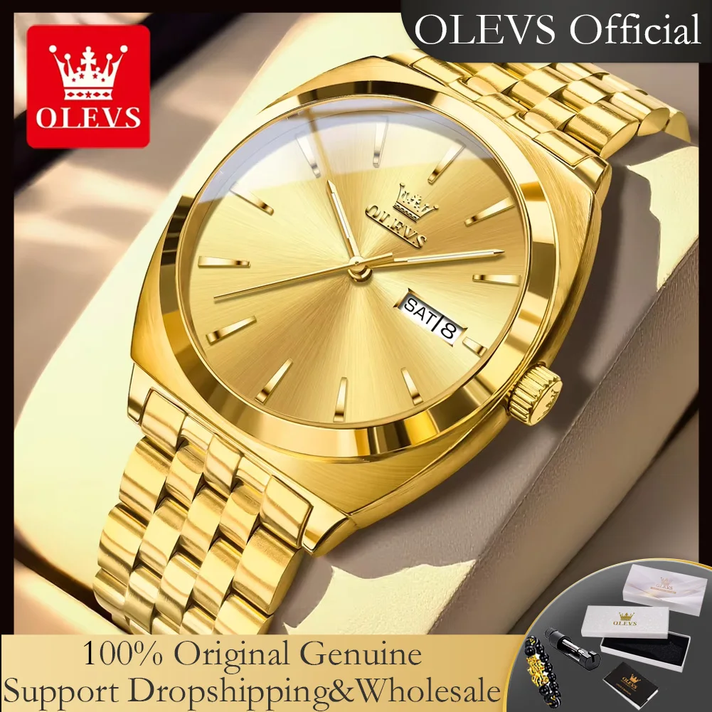 

OLEVS 6730, мужские механические часы, оригинальные новые простые роскошные водонепроницаемые светящиеся деловые автоматические часы с двойным календарем для мужчин