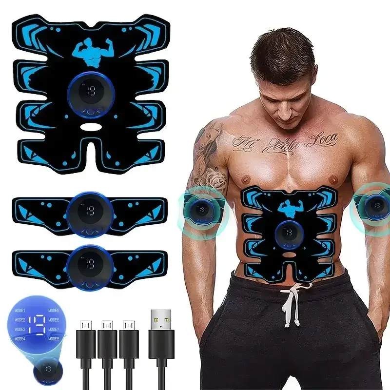 EMS Abdominal Muscle Stimulator Massage USB Rechargeable Abdominal Muscle Stimulation Belt Trainer Home Fitness Equipment Men an