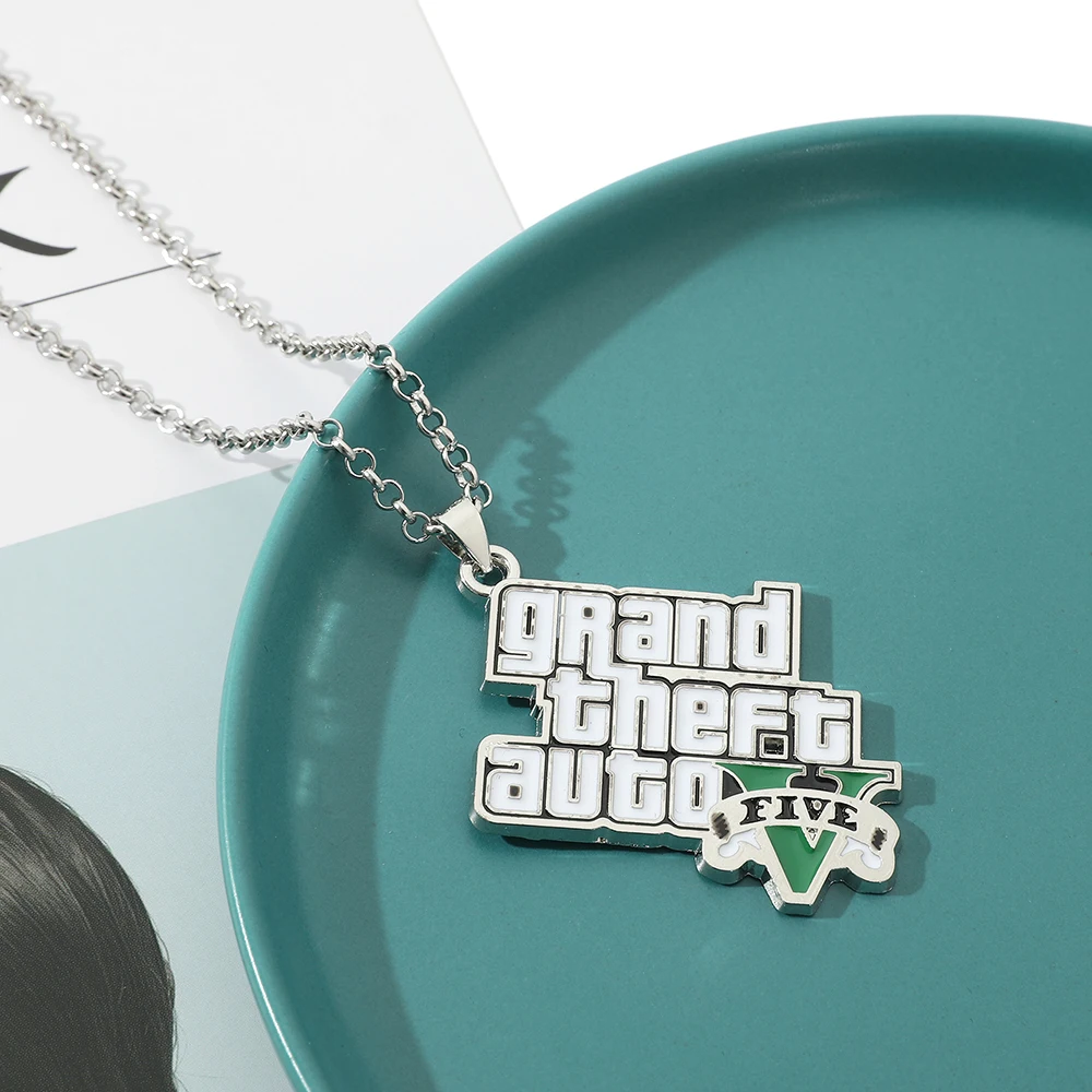 Creative Metal Car Letter Necklace Cartoon Character Game Themed Pendant for Boys Birthday Jewelry Accessory - view 3