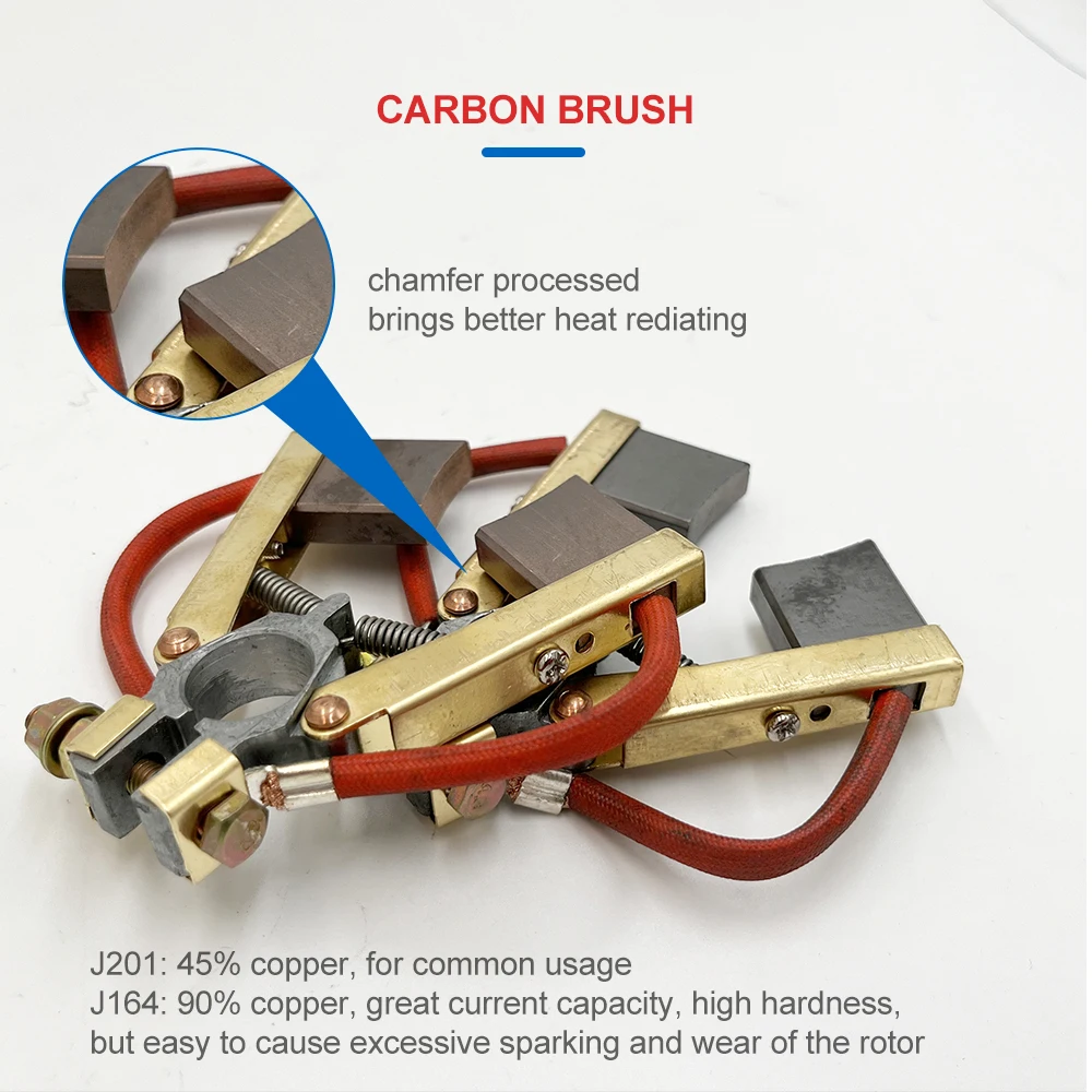 Jumpasit 45A 8x22 Carbon Brush Holder Aluminum Head Herringbone Holders with Thick Conductive Wire Assembly 16mm Shaft J204 J164