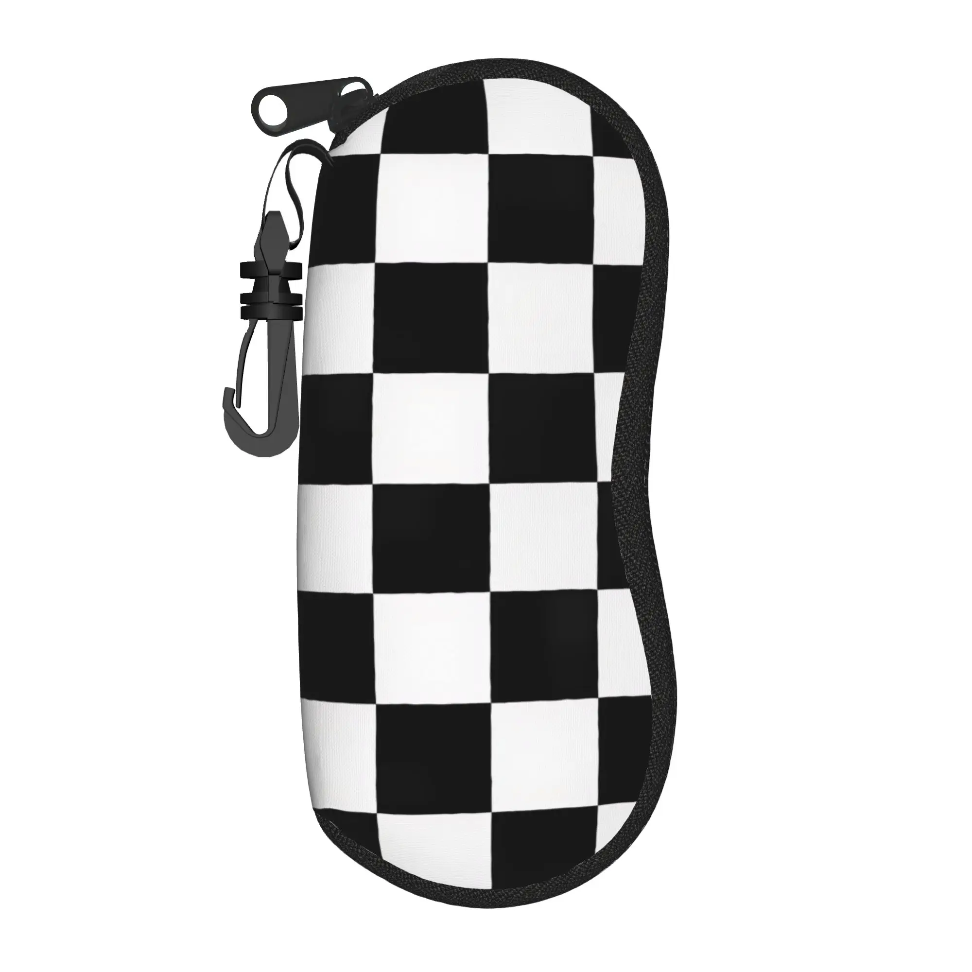 Black and white check Glasses Case  Travel Sunglasses Pouch For Male Female Retro Eyewear Bag Original Eyeglass Protector