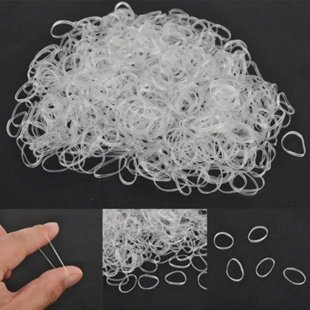 Elastische 500Pcs Wegwerp Clear Rubber Band Haar Ring Bind Stropdas Paardenstaart Houder Voor Gril