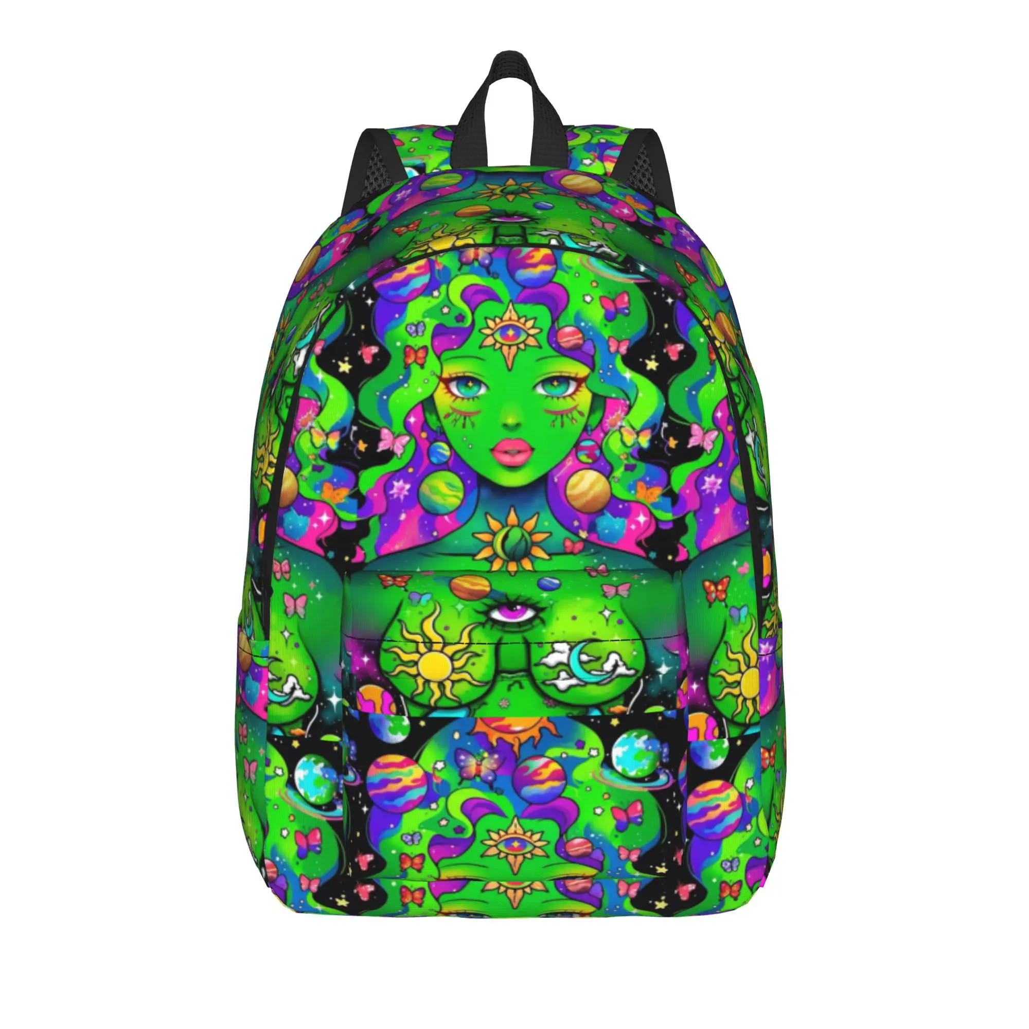 Harajuku Multicolor Face Backpack Women  Lightweight Backpacks Polyester Fashion High School Bags Style Designer Rucksack