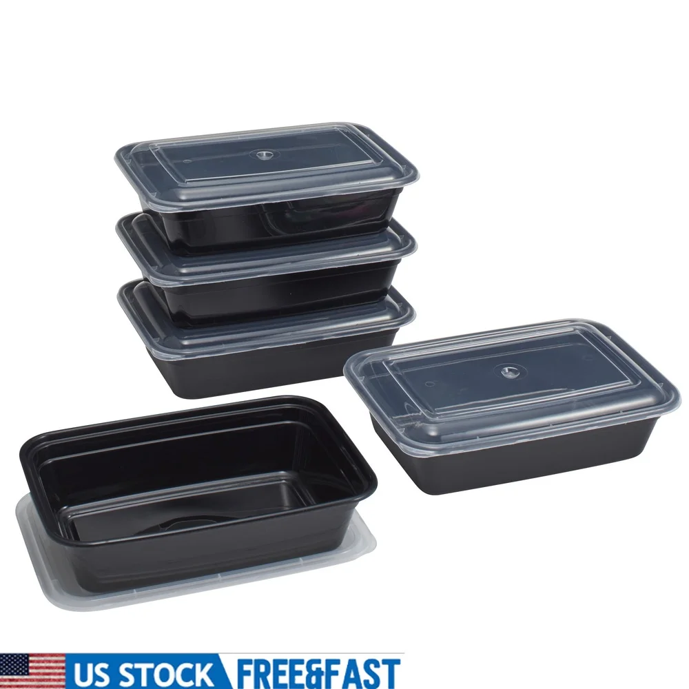 

10 Piece Meal Prep Containers Stackable Food Storage with Clear Lids Microwave Freezer Safe Plastic Organizers Healthy Meal Prep