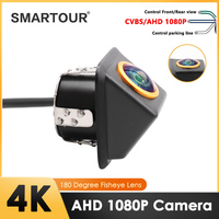 4K 180 Degree Wide Angle Car Universal Reverse Rear View Camera Color Image Video Night Vision Auto Backup Waterproof Camera 12V