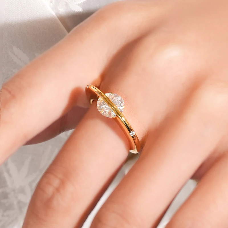 Huitan Moderne Mode 8MM Kubische Zirkonia Dünne Ringe für Frauen Hochzeit Verlobungsring Accessoires Minimalistischer Statement-Schmuck – Detail 3