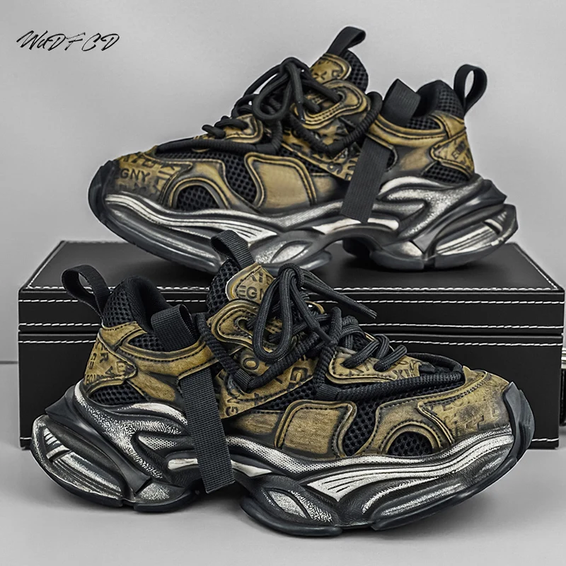 

Мужские кроссовки Chunky Sneaker: Оригинальные дизайнерские спортивные туфли, модные повседневные кожаные дышащие кроссовки на платформе с увеличенной высотой, теннисные туфли