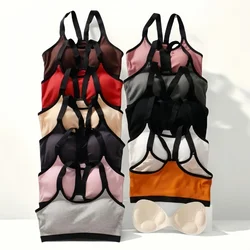 Women Seamless Bra Sports Back Top Female Soft Underwear Sexy Lingerie Solid Color Padded Women Non-wire Top