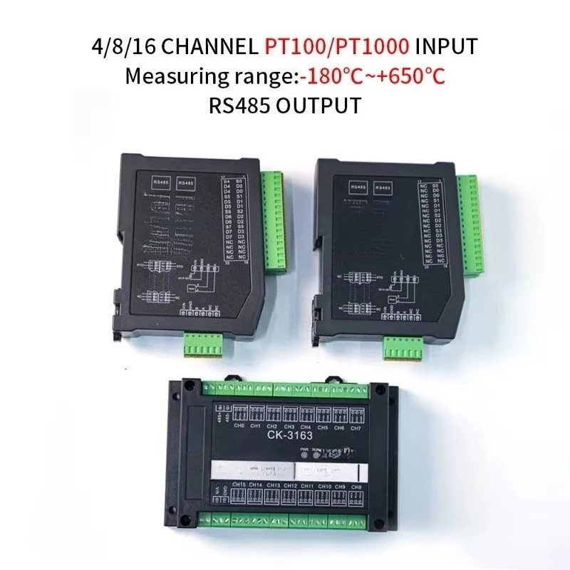 16 Channel PT100 RTD Temperature Acquisition Module RS485 Modbus RTU High Precision Industrial Temperature Monitoring Collector
