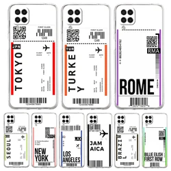 World Travel Ticket Seoul New York Phone Case Cover For Samsung Galaxy A53 A32 A52 A72 A13 A22 A51 A71 A41 A31 A21S 5G TPU Shell