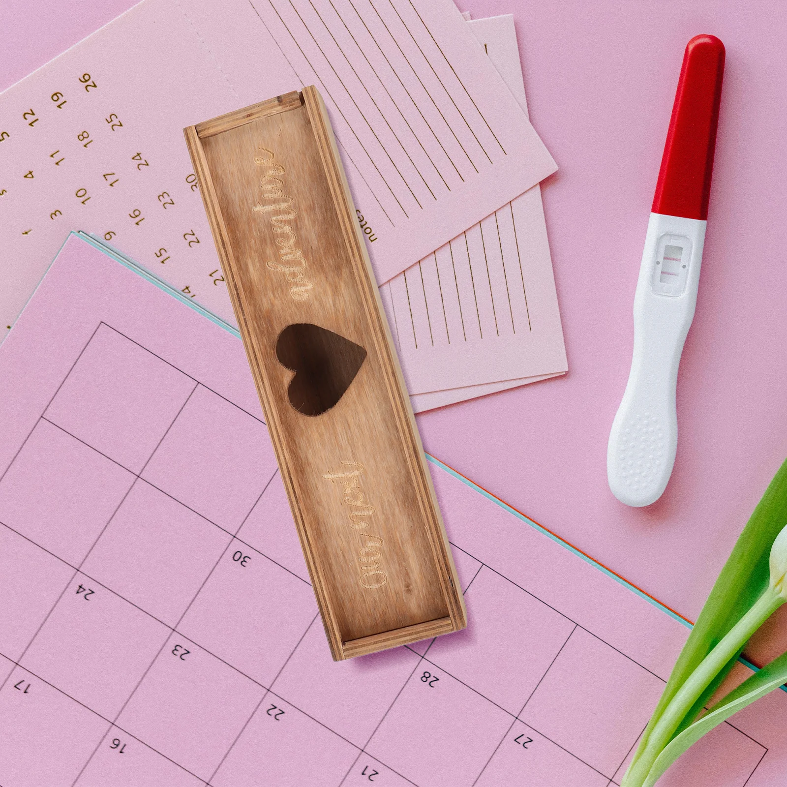 

Elegant Wooden Pregnancy Announcement Box Keepsake Container for Test Stick Reveal Memory Preservation Gift for Expectant