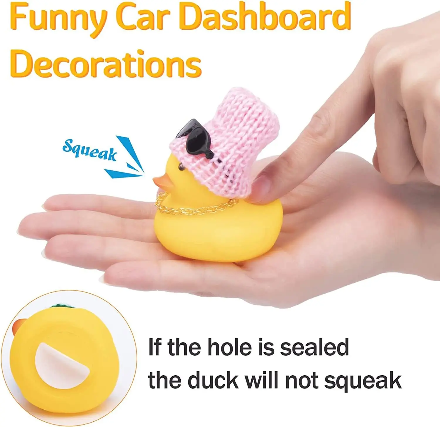 2 set Car Rubber Duck - Rubber Duck for Dashboard of Car, Yellow Duck Car Dashboard Decorations, Squeak Ducks Car Ornaments Car