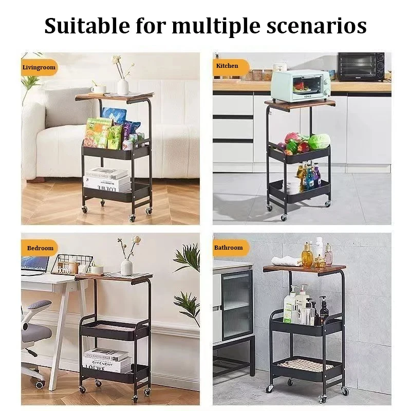 Multifunctional Movable Storage Rack With Universal Wheel For Kitchen Bathroom Livingroom Small Cart Organizer Shelf Trolley