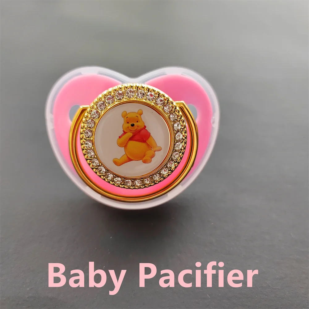 Bling Pink Newborn Diamond Pacifier Soother Baby Boy and Girl Cute Cartoon Image Dummy Supplies Infant Chew  Teether Finger Toys