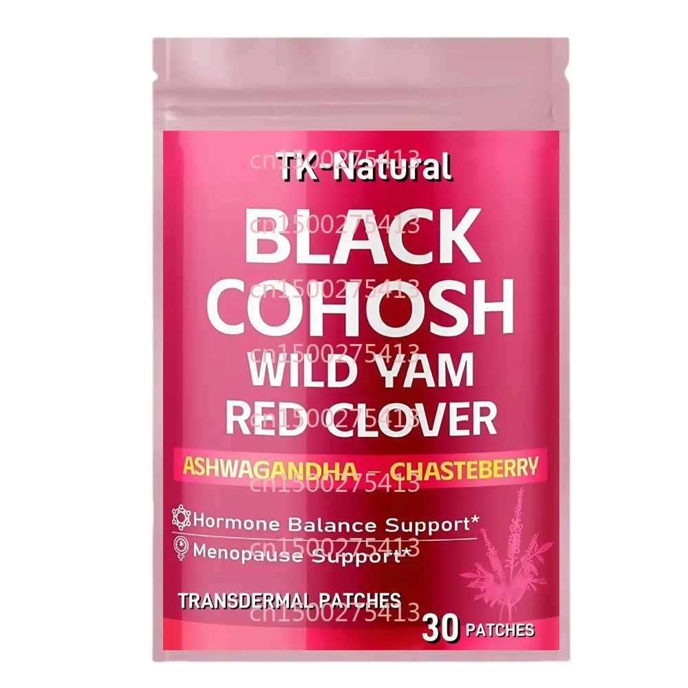

30 Patches Black Cohosh Transdermal Patches - Hormonal Balance Support with Wild Yam, Red Clover, Ashwagandha, Chasteberry